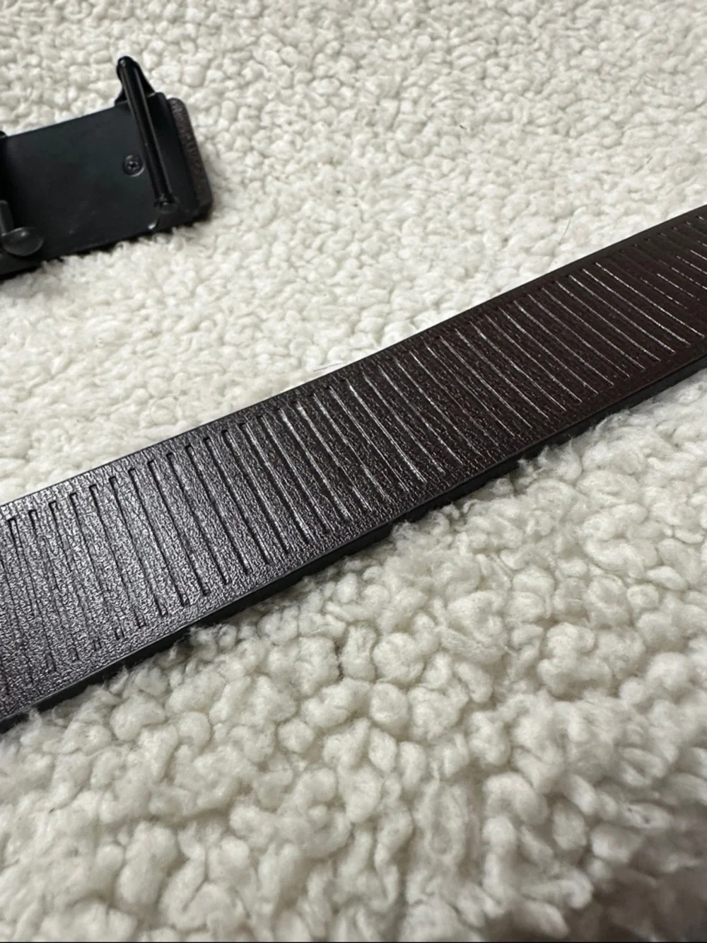 NWOT Black Rachet Belt,Vegan Leather Sleek Matte Black, Silver accent Buckle 48